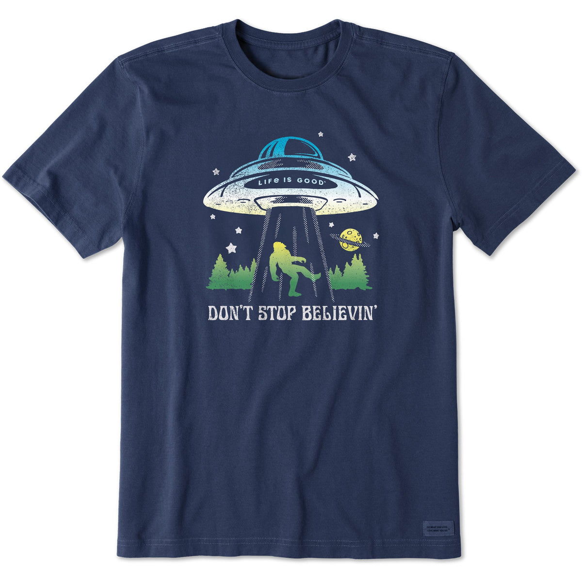 Men's Don't Stop Believin' Bigfoot Abduction Short Sleeve Crusher Tee
