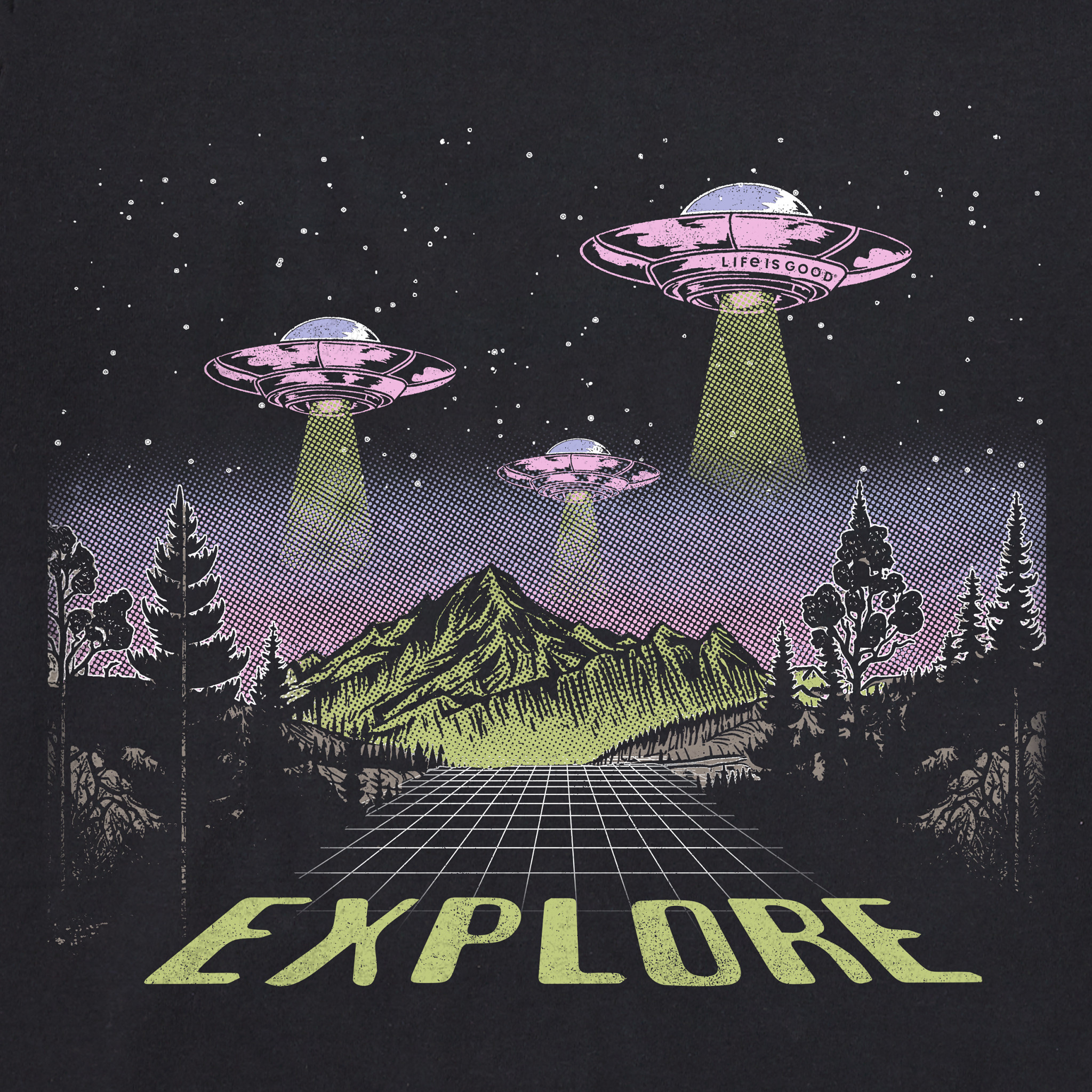 Men's Explore UFO Landscape Long Sleeve Crusher Tee