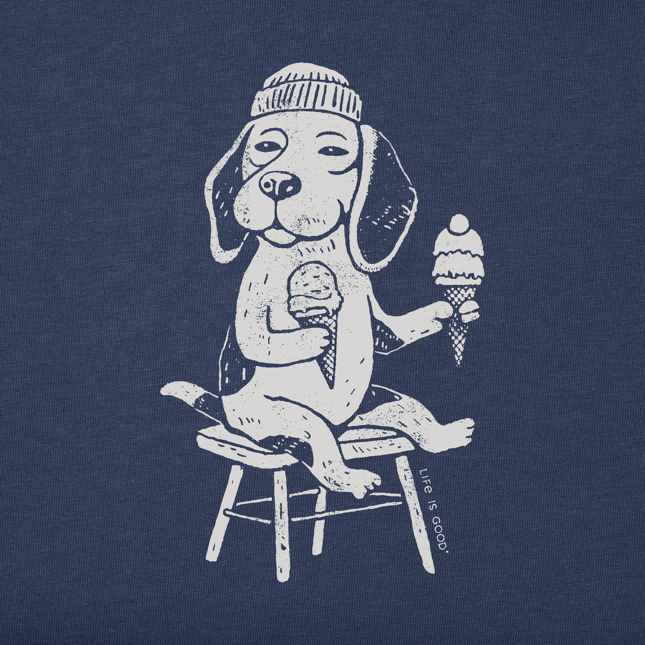 Men's Bert's Beagle with Ice Cream Short Sleeve Crusher Tee