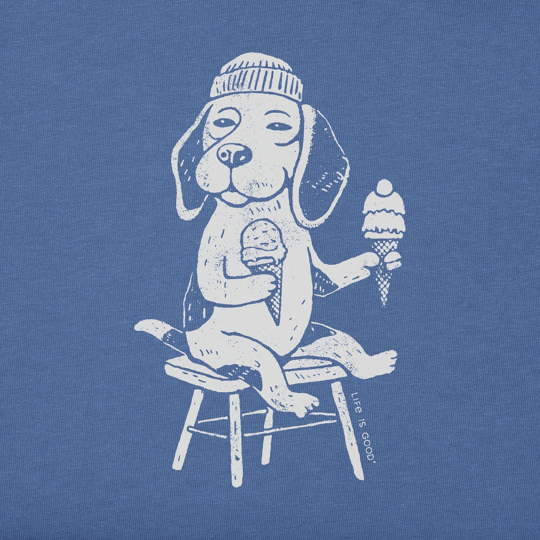 Men's Bert's Beagle with Ice Cream Short Sleeve Crusher Tee