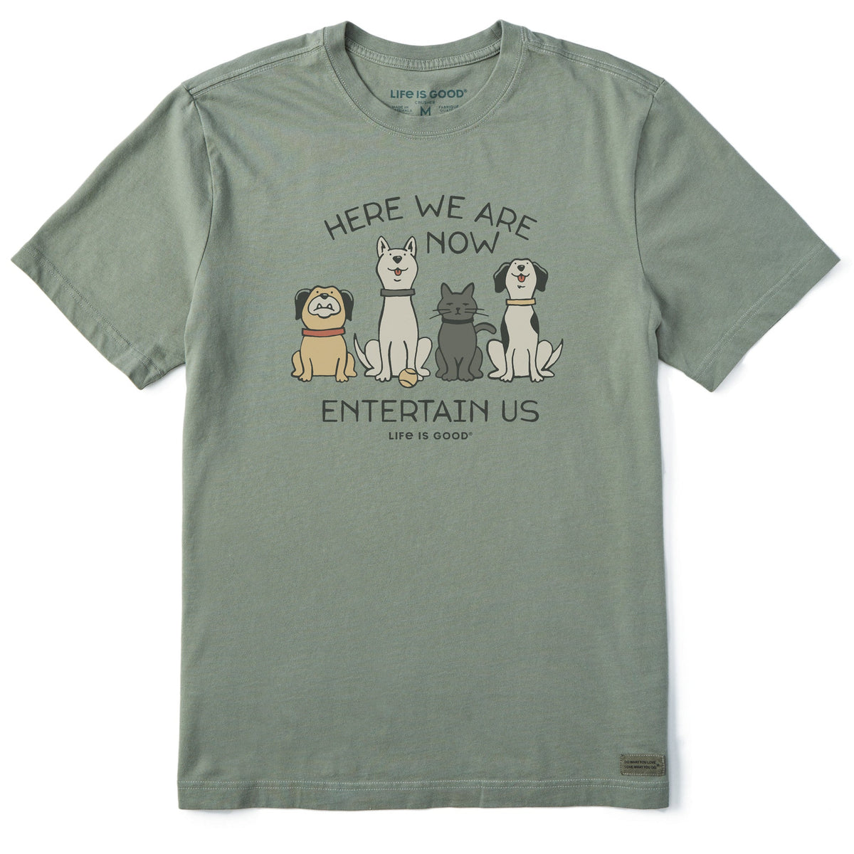 Men's Here We Are Now Entertain Us Short Sleeve Crusher Tee
