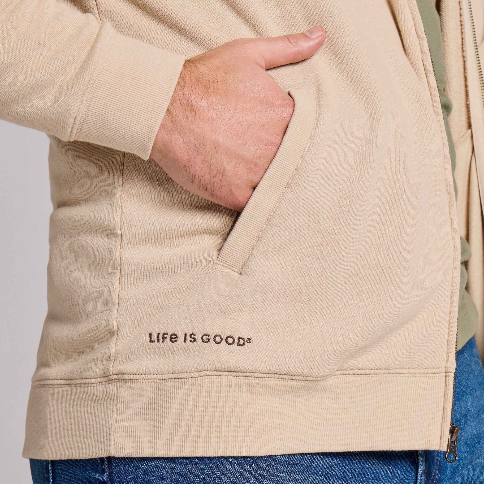 Men's Life is Good Crafty Wordmark French Terry Zip Hoodie