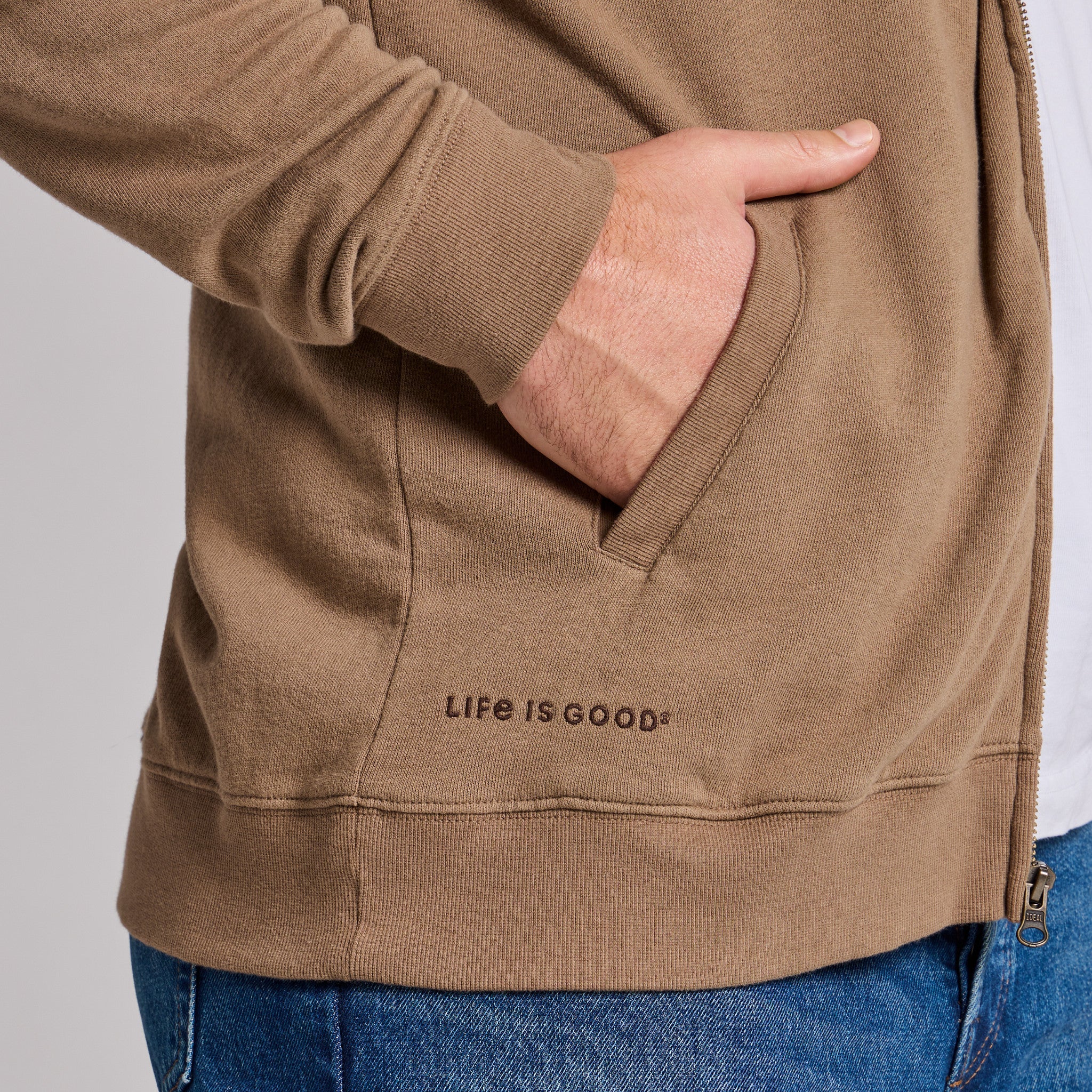 Men's Life is Good Crafty Wordmark French Terry Zip Hoodie