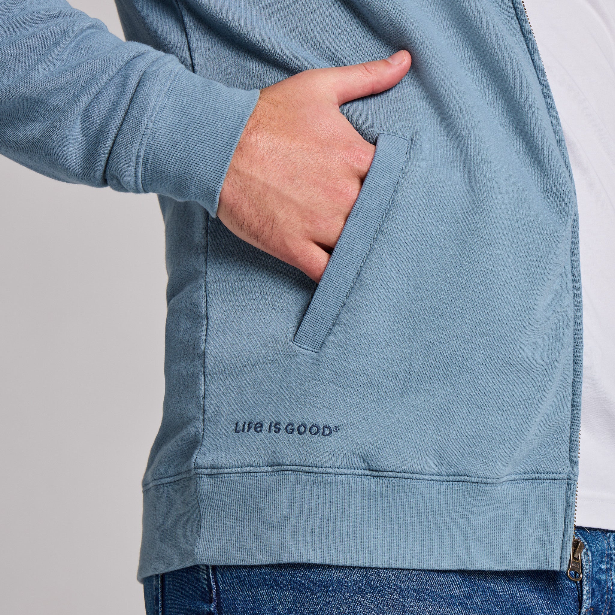 Men's Life is Good Crafty Wordmark French Terry Zip Hoodie