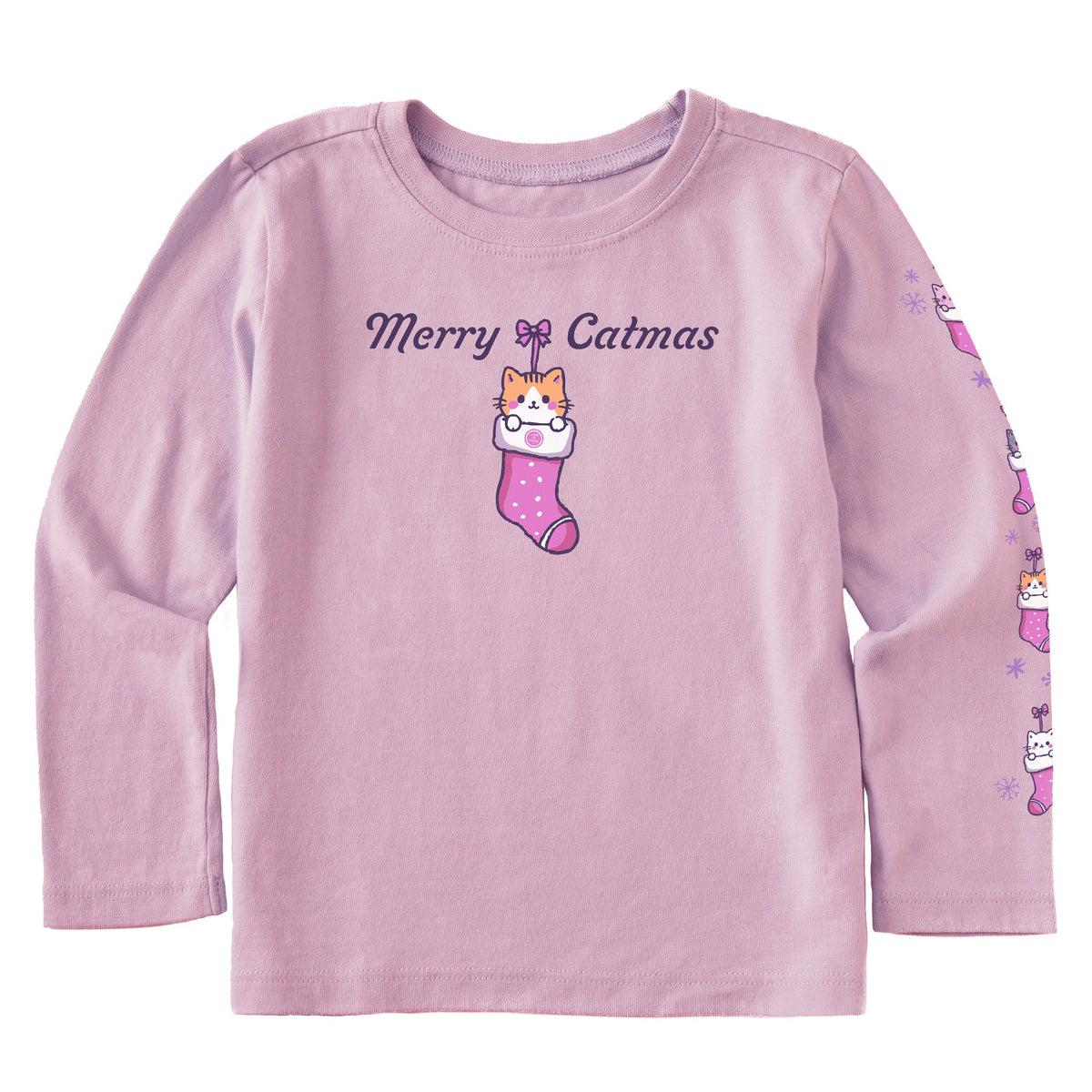 Merry Catmas Stocking Long Sleeve Toddler Crusher Tee