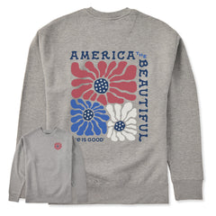 Adult Unisex America the Beautiful Flowers Every Wear Crew Sweatshirt
