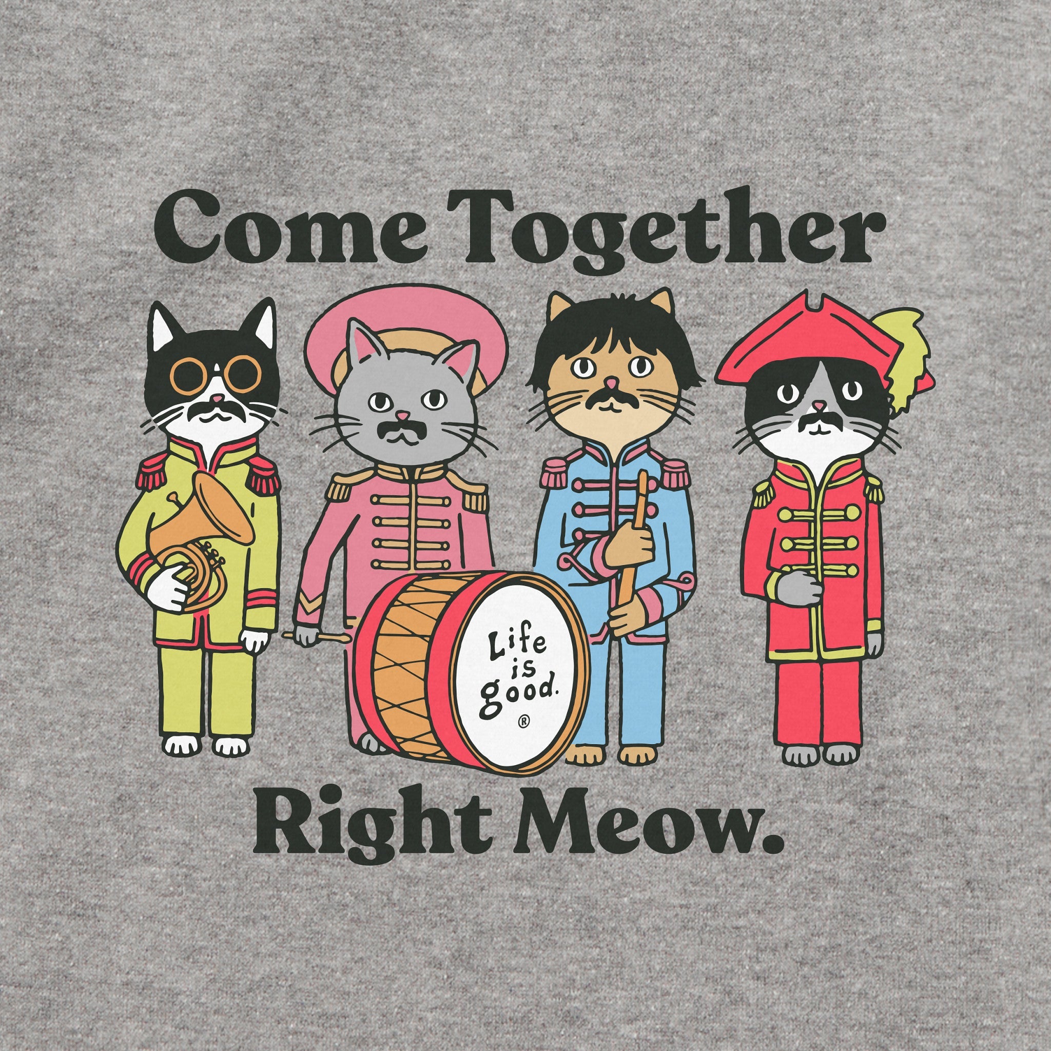 Adult Unisex Come Together Right Meow Every Wear Hoodie Sweatshirt