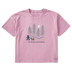 Women's Jackie Hiking Thru the Woods Not Working Short Sleeve Crusher Boxy Tee