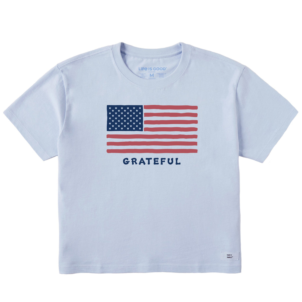 Women's Grateful USA Flag Short Sleeve Crusher Boxy Tee