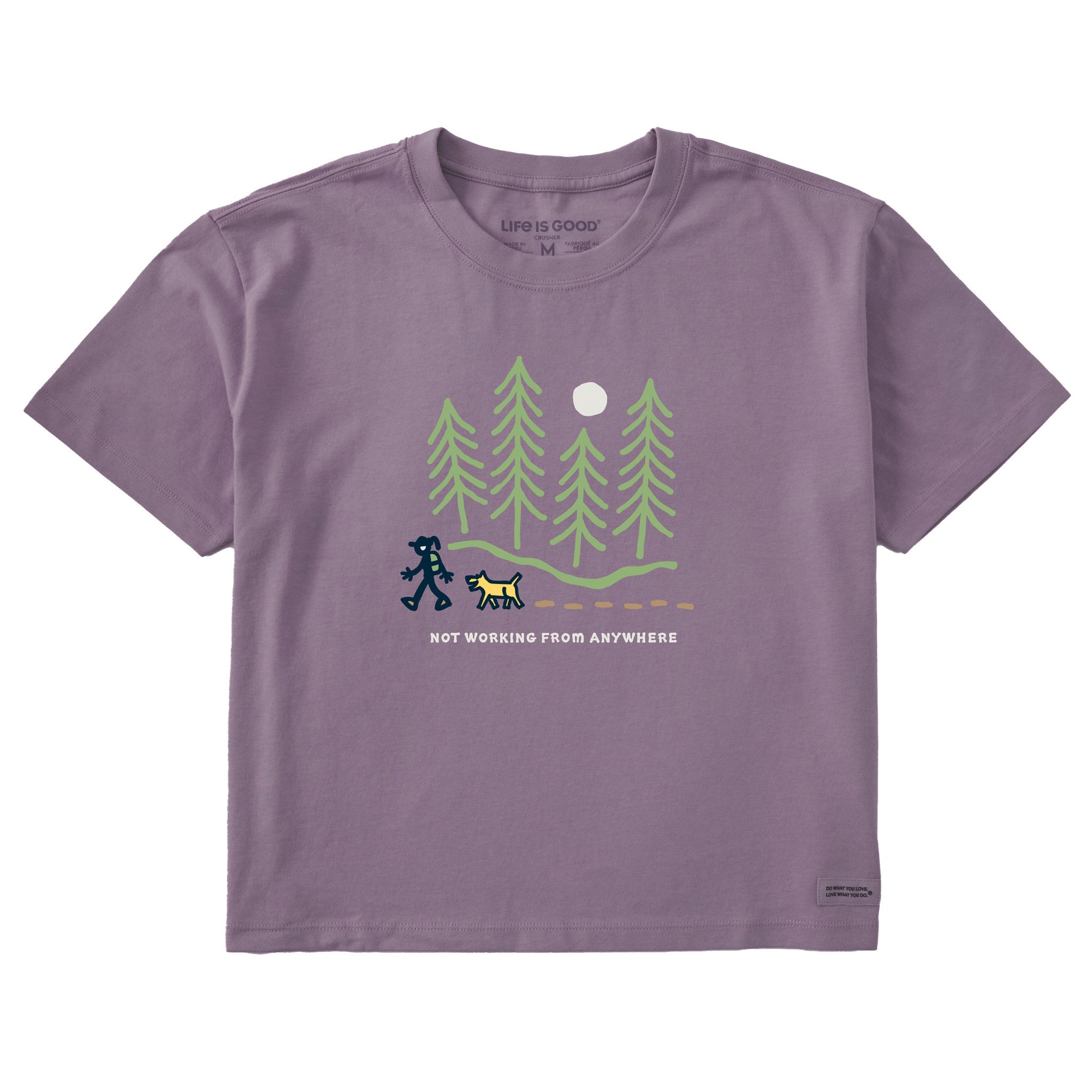 Women's Jackie Hiking Thru the Woods Not Working Short Sleeve Crusher Boxy Tee