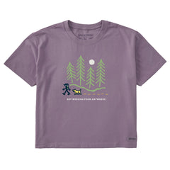 Women's Jackie Hiking Thru the Woods Not Working Short Sleeve Crusher Boxy Tee