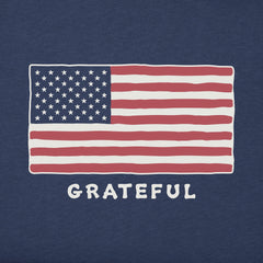 Women's Grateful USA Flag Short Sleeve Crusher Boxy Tee
