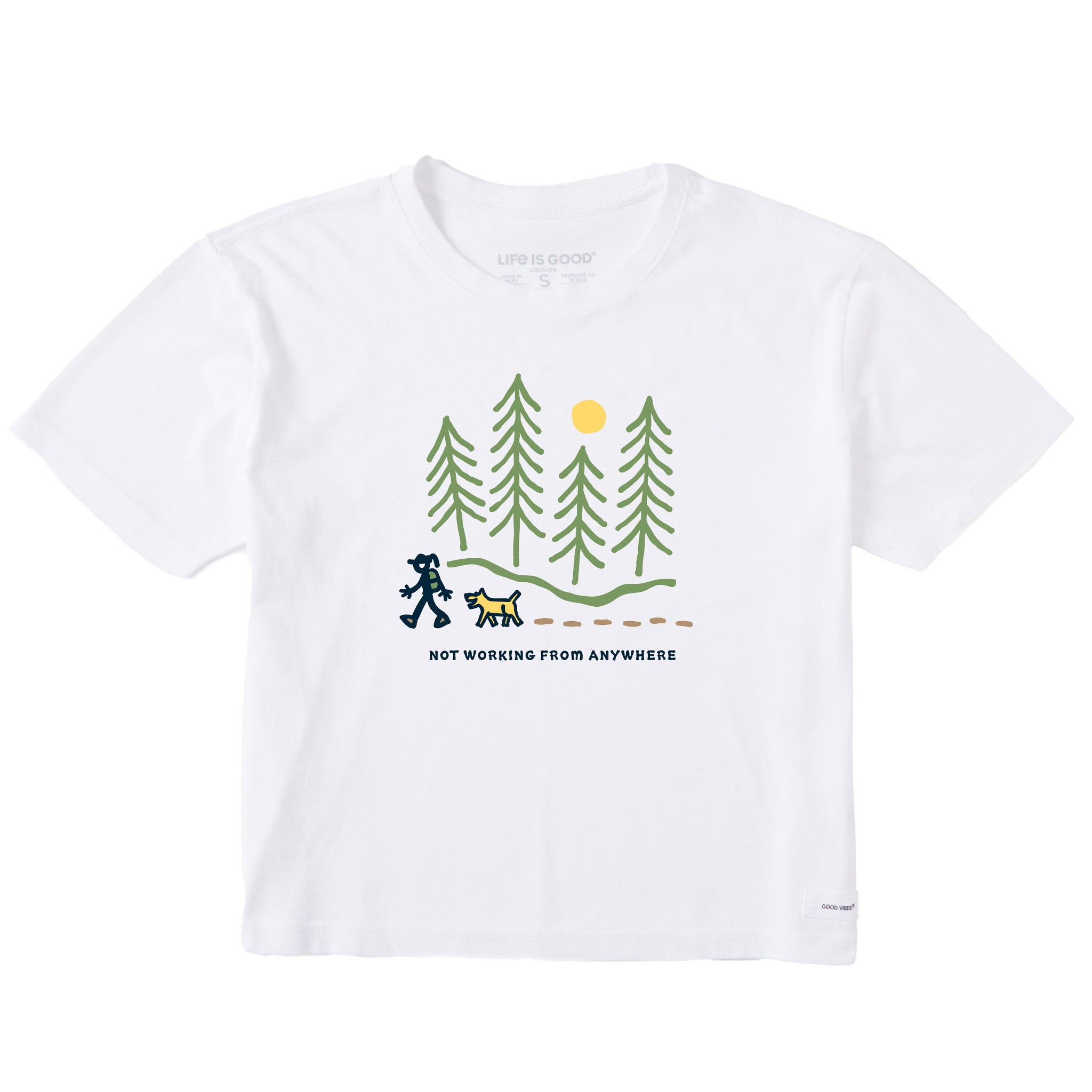 Women's Jackie Hiking Thru the Woods Not Working Short Sleeve Crusher Boxy Tee