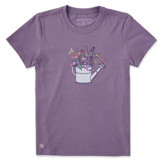Women's Flowers in a Watering Can Short Sleeve Crusher Tee