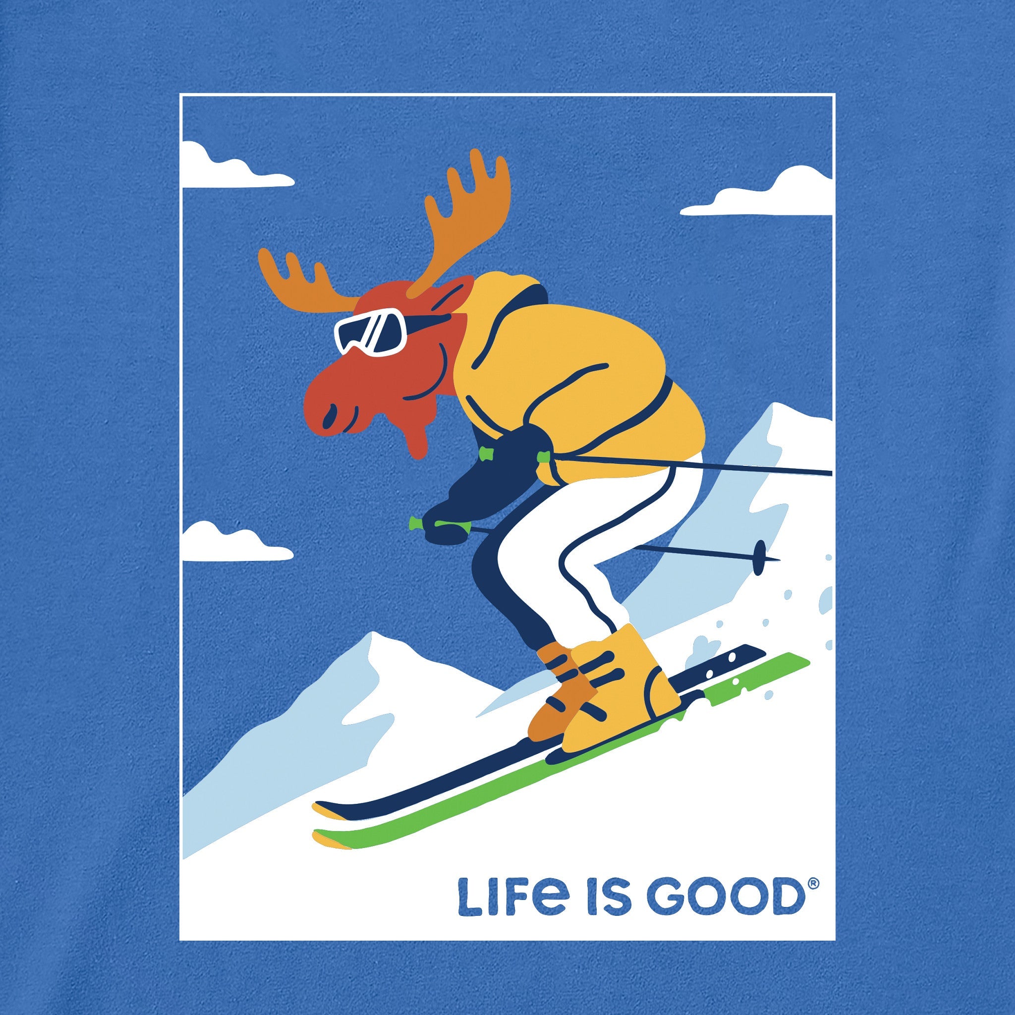 Men's Downhill Ski Moose Short Sleeve Crusher Tee