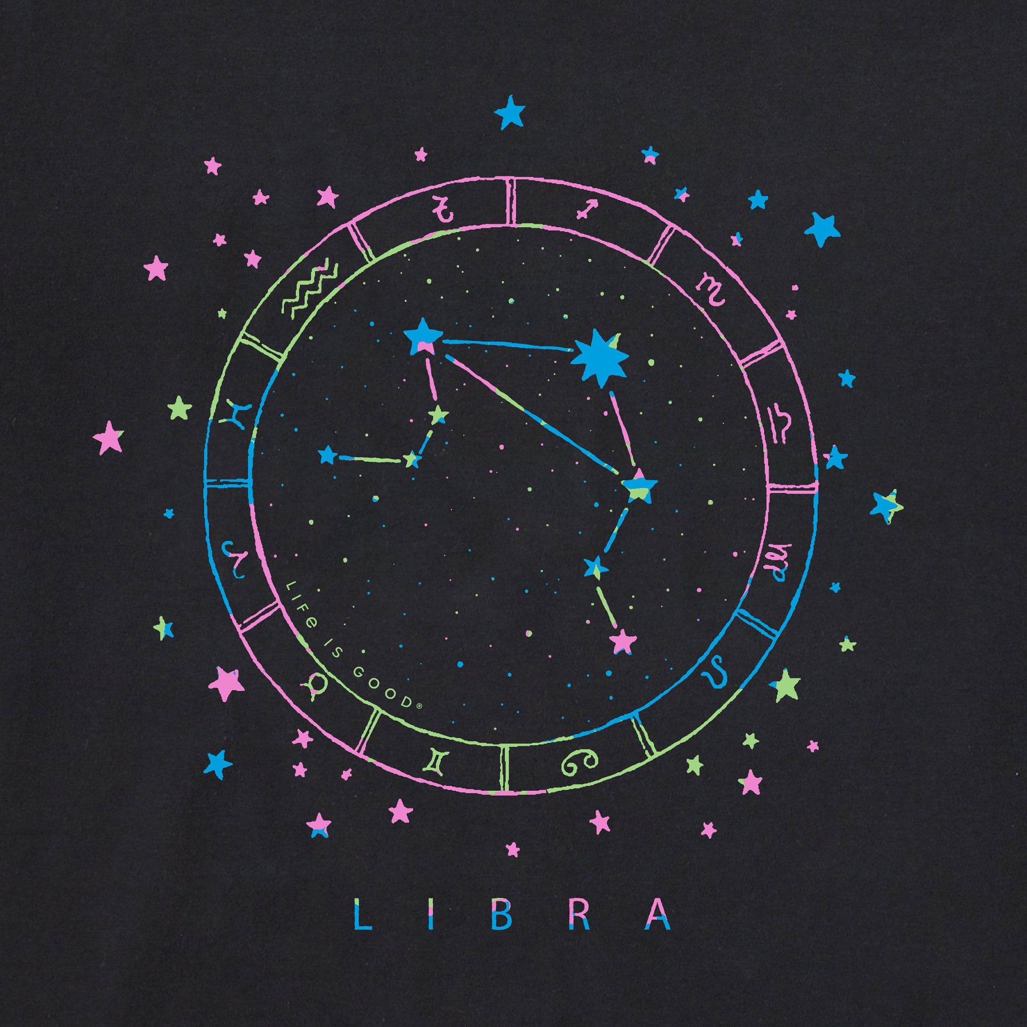 Men's Zodiac Constellation Libra Short Sleeve Crusher Tee