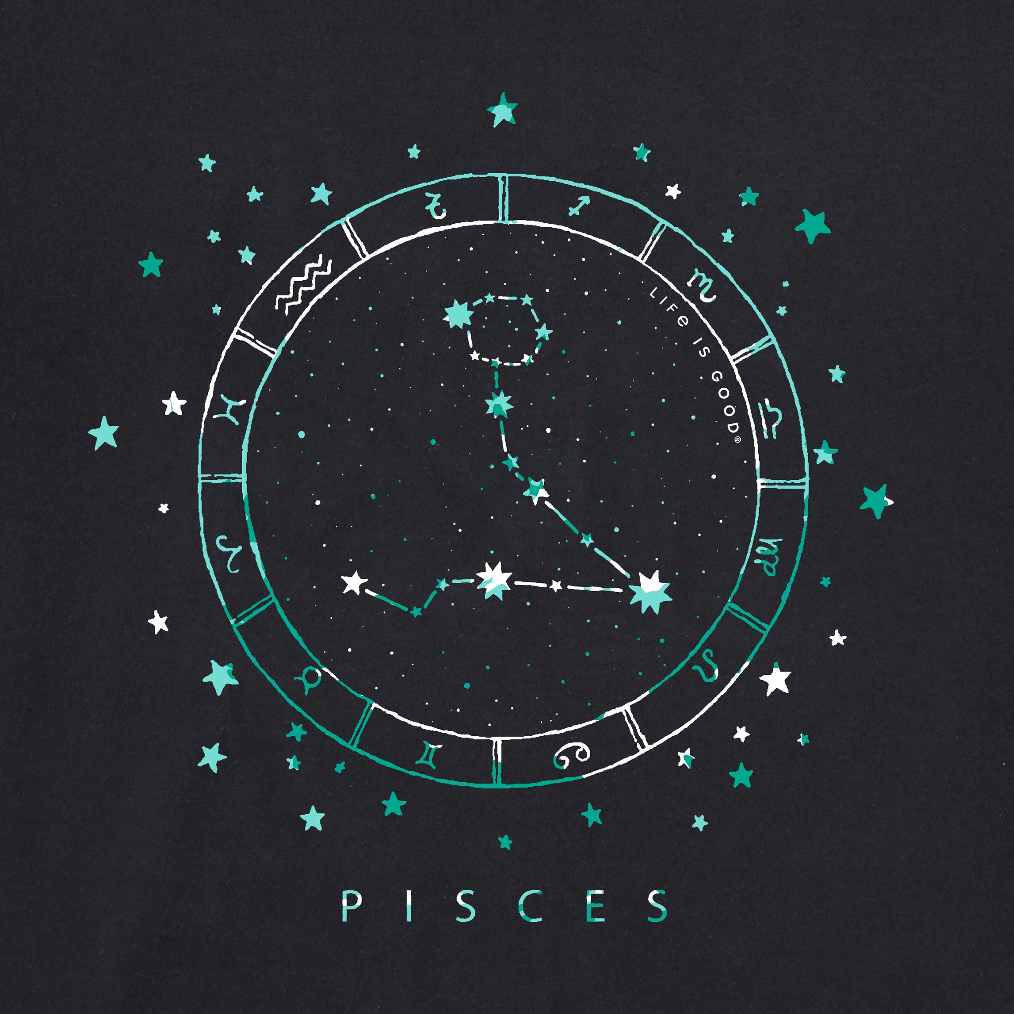 Men's Zodiac Constellation Pisces Short Sleeve Crusher Tee